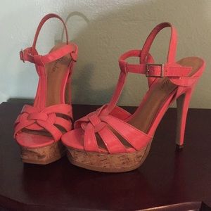 Salmon High Heel Strappy Sandals